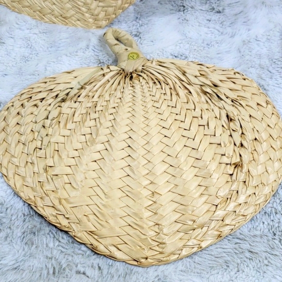 Philippines Hand Crafted Pack of 5 Beige Raffia Fan Laua Celebrations - Picture 11 of 14